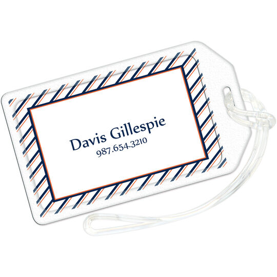 Navy and Orange Striped Border Luggage Tags